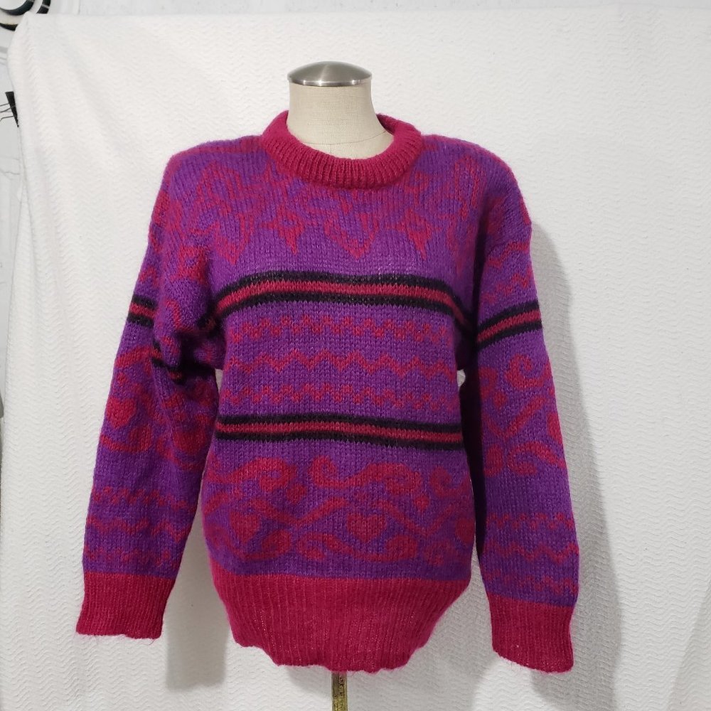 Vtg Epogee Mohair Blend Sweater Pullover Purple L